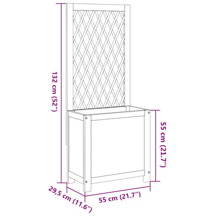 Odlingslåda med spaljé 55x29,5x132 cm massiv akacia