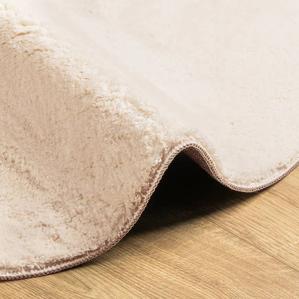 Mjuk matta HUARTE med kort lugg tvättbar beige Ø 120 cm