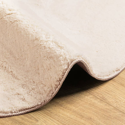 Mjuk matta HUARTE med kort lugg tvättbar beige Ø 160 cm