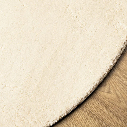 Mjuk matta HUARTE med kort lugg tvättbar gräddvit Ø 80 cm