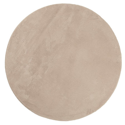 Mjuk matta HUARTE med kort lugg tvättbar sandbeige Ø 80 cm