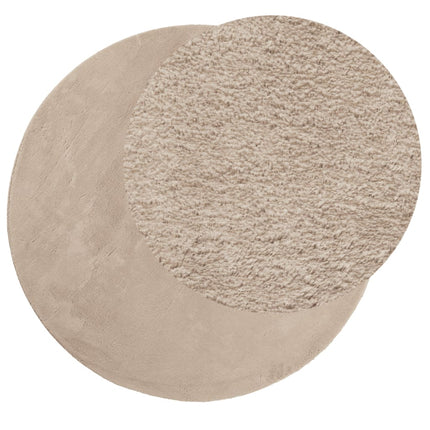 Mjuk matta HUARTE med kort lugg tvättbar sandbeige Ø 100 cm