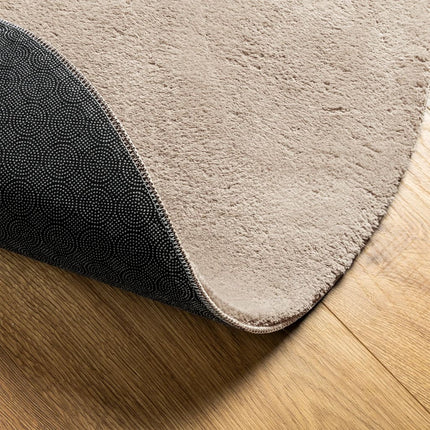 Mjuk matta HUARTE med kort lugg tvättbar sandbeige Ø 100 cm