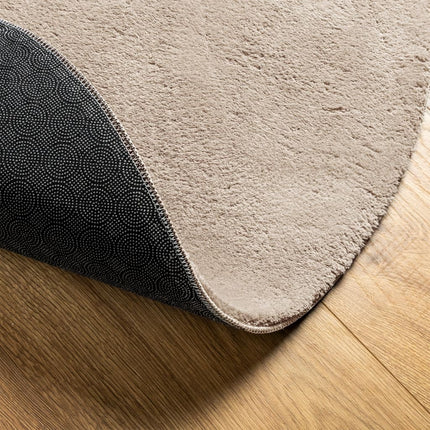 Mjuk matta HUARTE med kort lugg tvättbar sandbeige Ø 120 cm