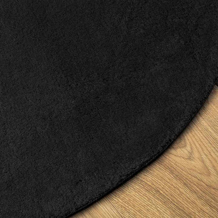Mjuk matta HUARTE med kort lugg tvättbar svart Ø 200 cm