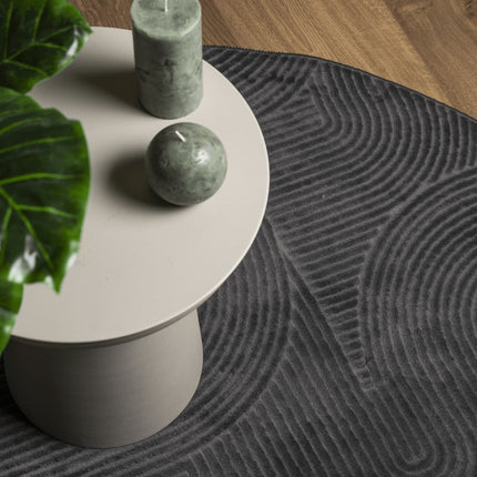 Matta IZA kort lugg skandinavisk look antracit Ø 80 cm