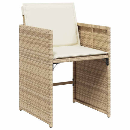 Trädgårdsstolar med dynor 4 st beige konstrotting