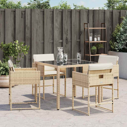 Trädgårdsstolar med dynor 4 st beige konstrotting