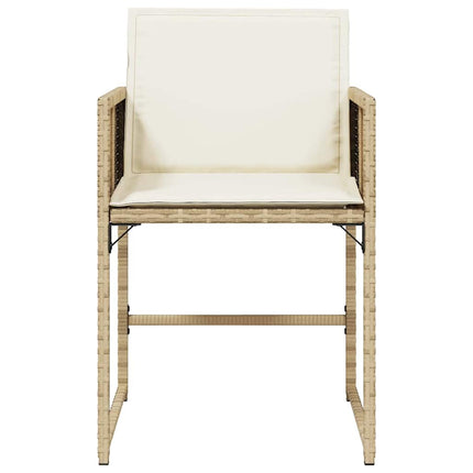 Trädgårdsstolar med dynor 4 st beige konstrotting