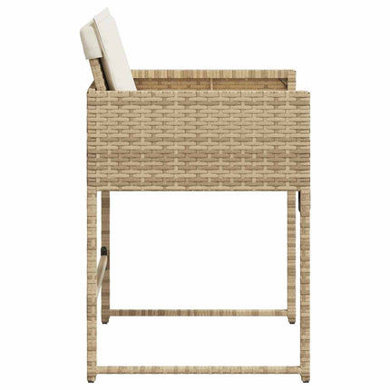 Trädgårdsstolar med dynor 4 st beige konstrotting