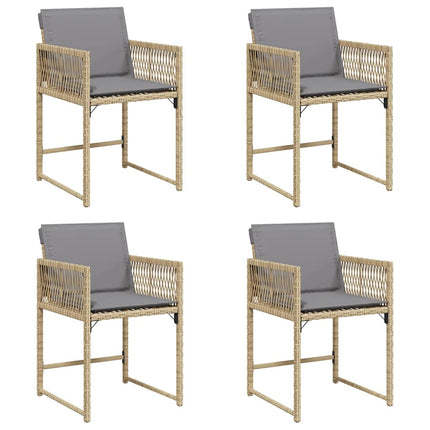Trädgårdsstolar med dynor 4 st blandad beige konstrotting