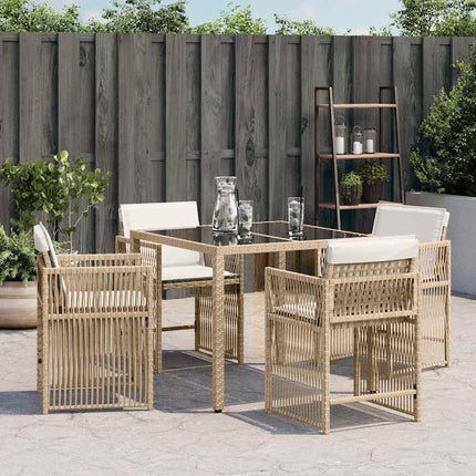 Trädgårdsstolar med dynor 4 st beige konstrotting