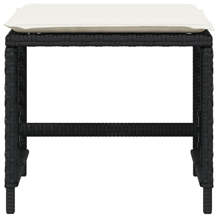 Trädgårdspallar med dynor 4 st svart 41x41x36 cm konstrotting