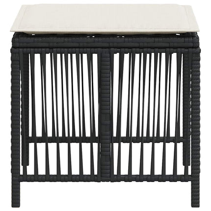 Trädgårdspallar med dynor 4 st svart 41x41x36 cm konstrotting