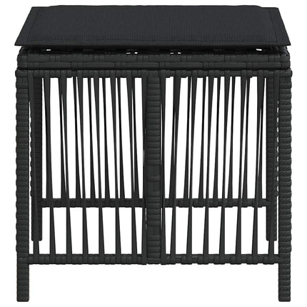 Trädgårdspallar med dynor 4 st svart 41x41x36 cm konstrotting