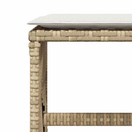 Trädgårdspallar med dynor 4 st beige 41x41x36 cm konstrotting