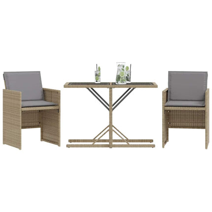 Bistrogrupp med dynor 3 delar mixbeige konstrotting