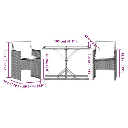 Bistrogrupp med dynor 3 delar mixbeige konstrotting