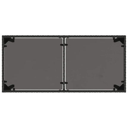 Trädgårdsbord med glasskiva svart 115x54x74 cm konstrotting