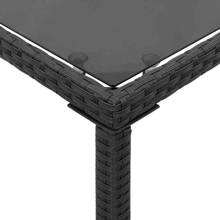 Trädgårdsbord med glasskiva svart 115x54x74 cm konstrotting