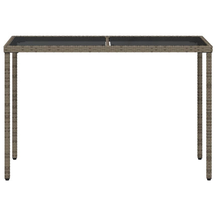 Trädgårdsbord med glasskiva grå 115x54x74 cm konstrotting