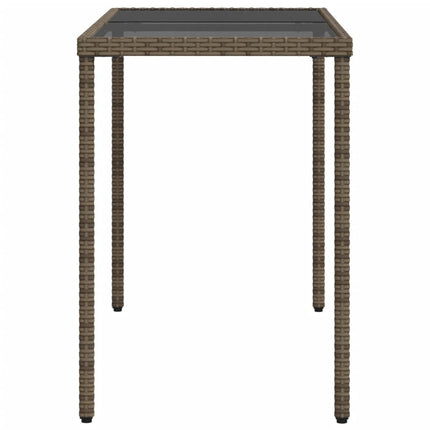 Trädgårdsbord med glasskiva grå 115x54x74 cm konstrotting