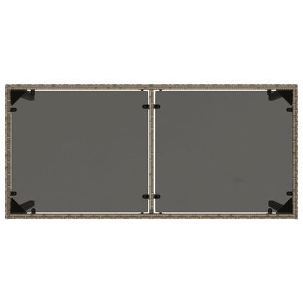 Trädgårdsbord med glasskiva grå 115x54x74 cm konstrotting