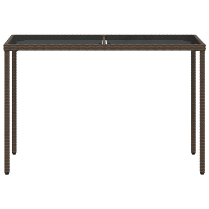 Trädgårdsbord med glasskiva brun 115x54x74 cm konstrotting