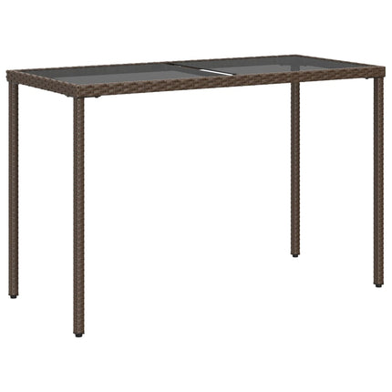 Trädgårdsbord med glasskiva brun 115x54x74 cm konstrotting
