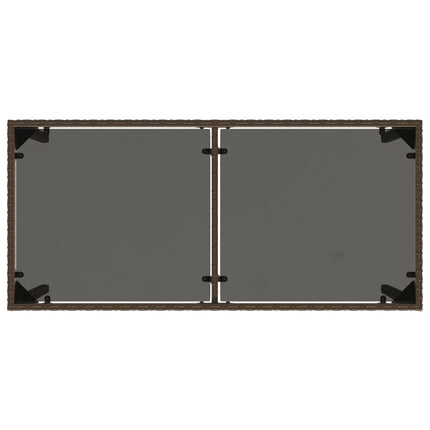 Trädgårdsbord med glasskiva brun 115x54x74 cm konstrotting