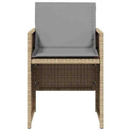 Matgrupp för trädgården med dynor 5 delar mixbeige konstrotting