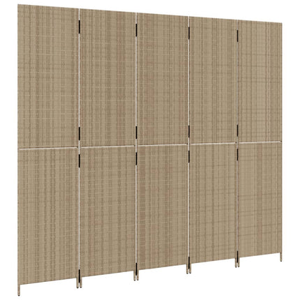 Rumsavdelare 5 paneler beige konstrottning