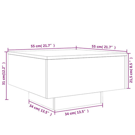Soffbord rökfärgad ek 55x55x31 cm konstruerat trä