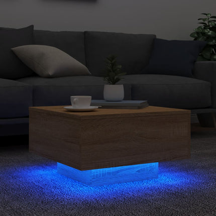 Soffbord med LED sonoma-ek 55x55x31 cm