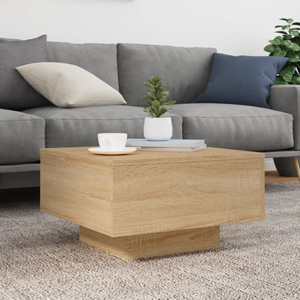Soffbord med LED sonoma-ek 55x55x31 cm
