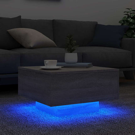 Soffbord med LED grå sonoma 55x55x31 cm