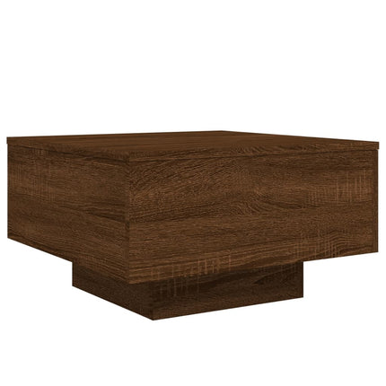 Soffbord med LED brun ek 55x55x31 cm