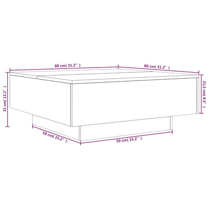 Soffbord svart 80x80x31 cm konstruerat trä