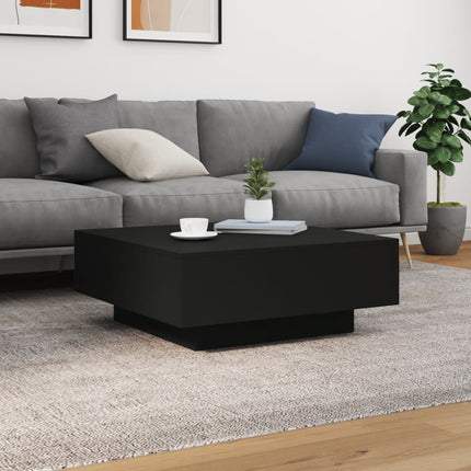 Soffbord med LED svart 80x80x31 cm