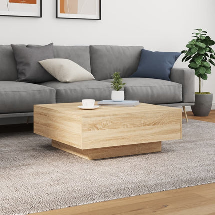Soffbord med LED sonoma-ek 80x80x31 cm
