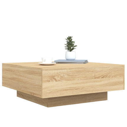 Soffbord med LED sonoma-ek 80x80x31 cm