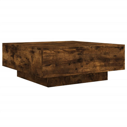 Soffbord med LED rökfärgad ek 80x80x31 cm