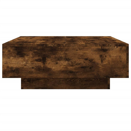 Soffbord med LED rökfärgad ek 80x80x31 cm