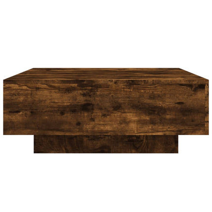 Soffbord med LED rökfärgad ek 80x80x31 cm