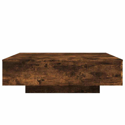 Soffbord med LED rökfärgad ek 100x100x31 cm