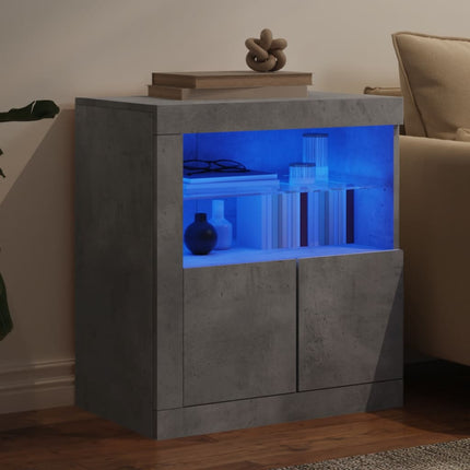 Skänk med LED-belysning betonggrå 60,5x37x67 cm