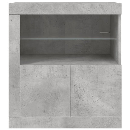 Skänk med LED-belysning betonggrå 60,5x37x67 cm