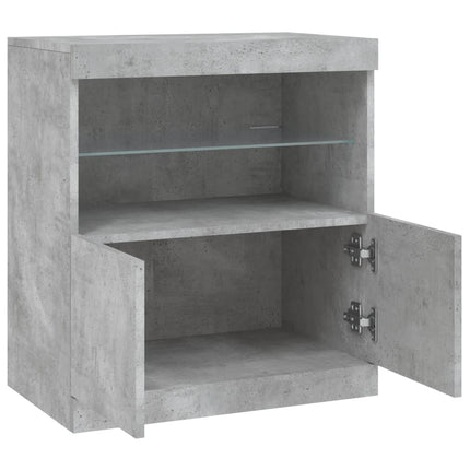 Skänk med LED-belysning betonggrå 60,5x37x67 cm