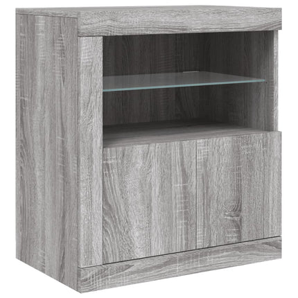Skänk med LED-belysning grå sonoma 60,5x37x67 cm