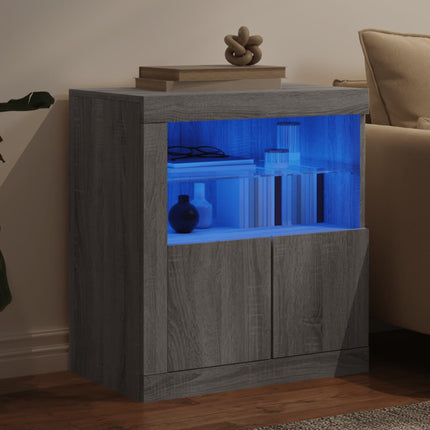 Skänk med LED-belysning grå sonoma 60,5x37x67 cm